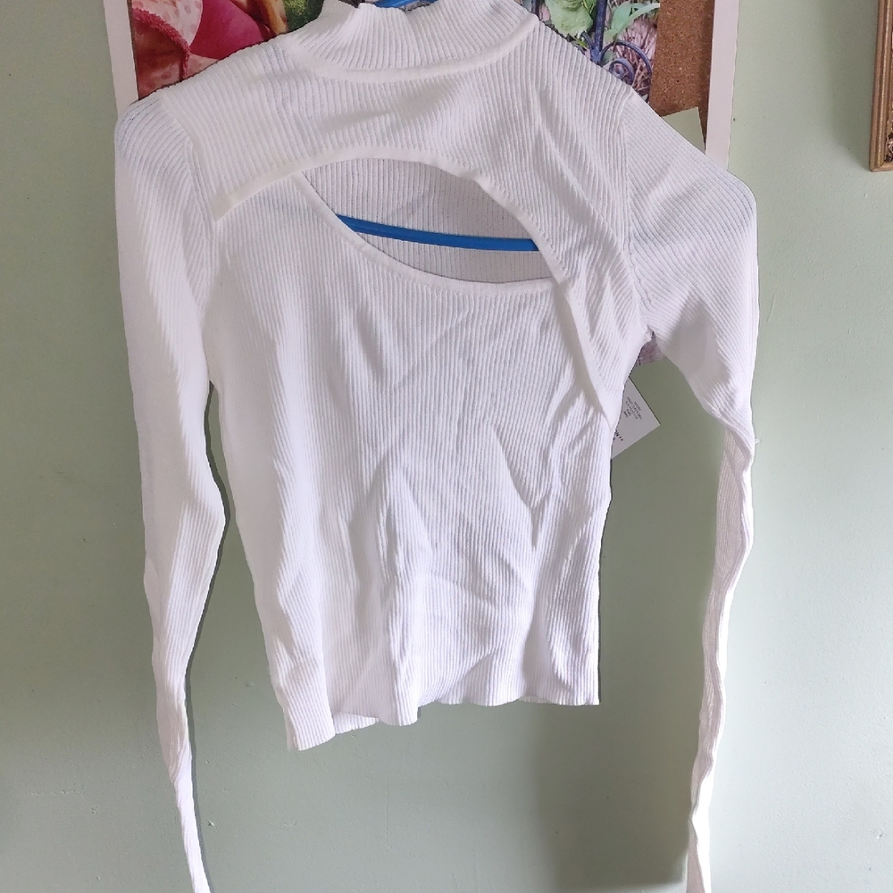 Zara Cream Ribbed Long Sleeve Top